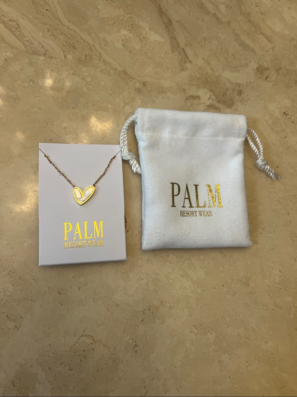 Ashley Mother of Pearl Heart Necklace from the boutique brand PALM Resort Wear